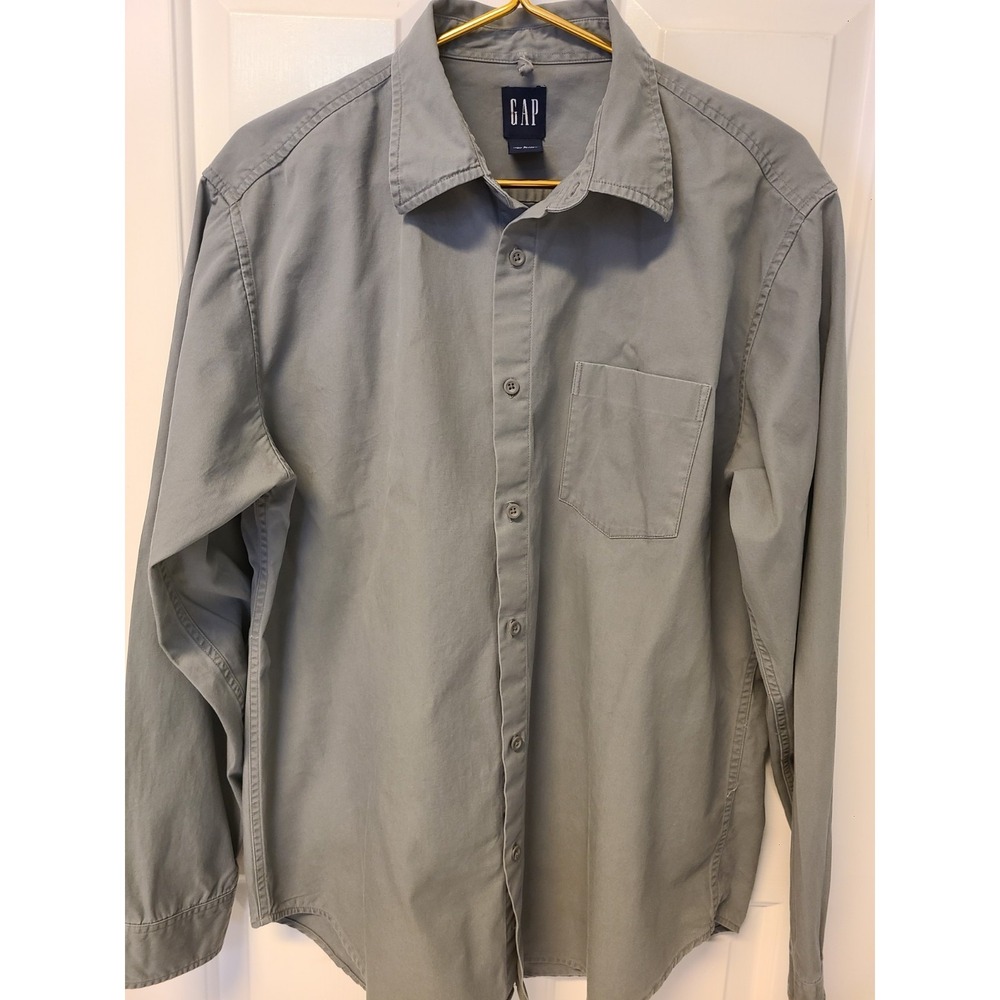 Gap Men's Gray Button Up Long Sleeve Shirt Size Large Classic Preppy 100% Cotton